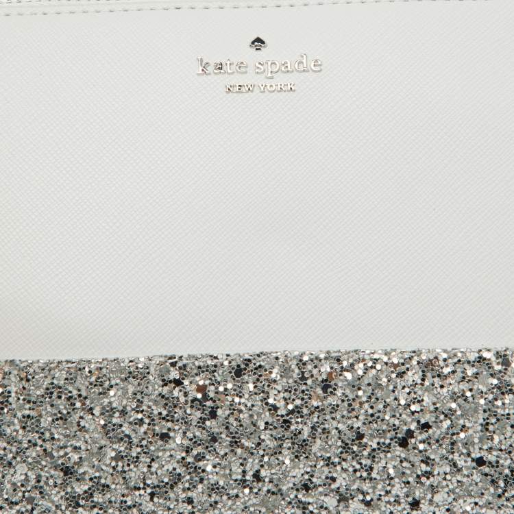Pre Owned Kate Spade Grey Glitter and Leather Ramey Greta Court Crossbody Bag