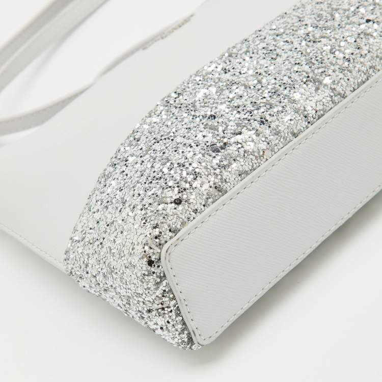 Pre Owned Kate Spade Grey Glitter and Leather Ramey Greta Court Crossbody Bag