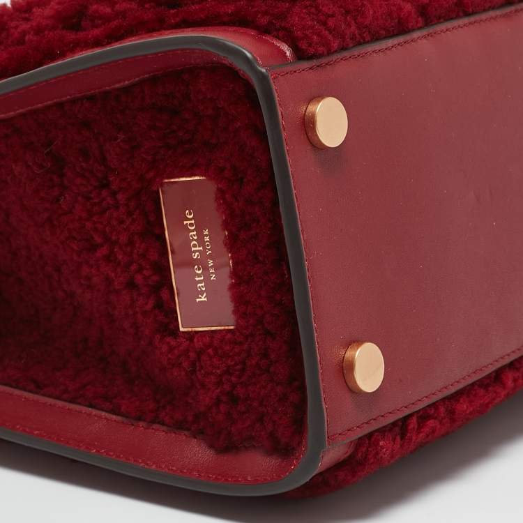 Pre Owned Kate Spade Red Leather and Shearling Manhattan Cable Tote