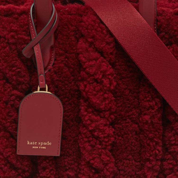 Pre Owned Kate Spade Red Leather and Shearling Manhattan Cable Tote