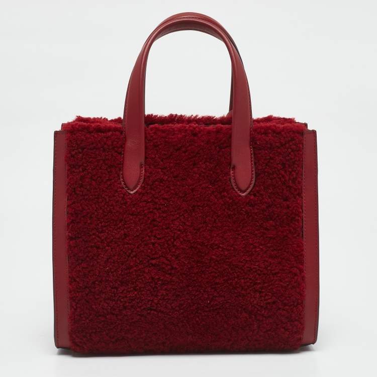 Pre Owned Kate Spade Red Leather and Shearling Manhattan Cable Tote