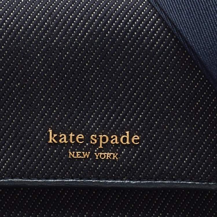 Pre Owned Kate Spade Navy Blue Denim and Saffiano Leather Double Up Crossbody Bag