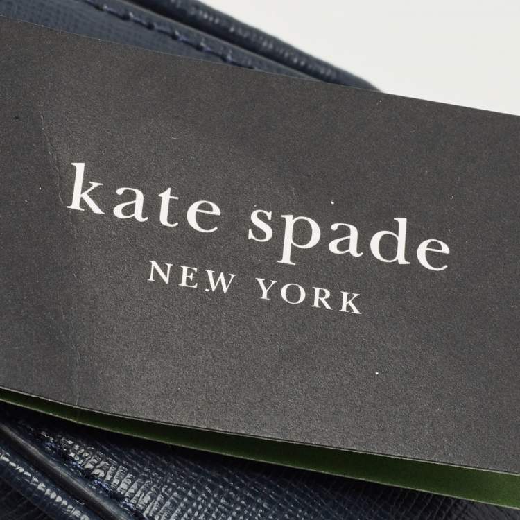 Pre Owned Kate Spade Navy Blue Denim and Saffiano Leather Double Up Crossbody Bag