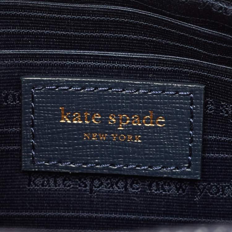 Pre Owned Kate Spade Navy Blue Denim and Saffiano Leather Double Up Crossbody Bag