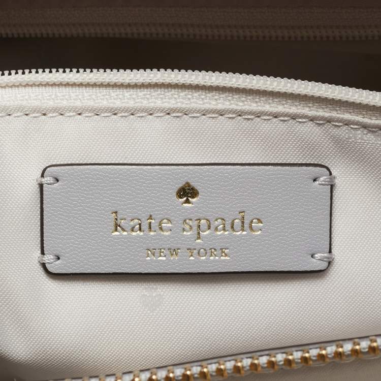 Pre Owned Kate Spade Lena Triple Compartment Grey/White Leather Shoulder Bag