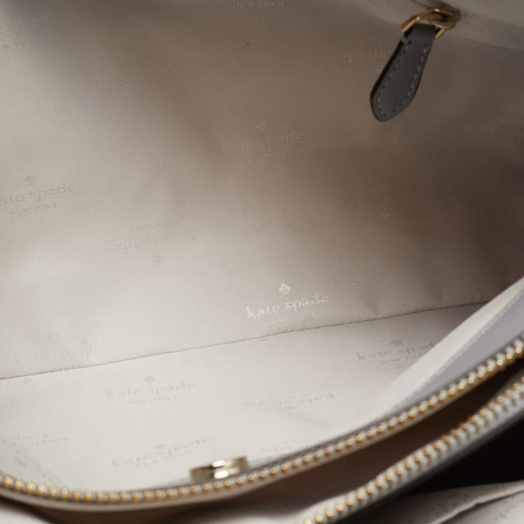 Pre Owned Kate Spade Lena Triple Compartment Grey/White Leather Shoulder Bag