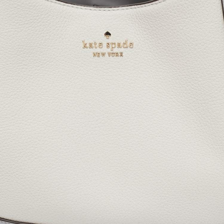 Pre Owned Kate Spade Lena Triple Compartment Grey/White Leather Shoulder Bag
