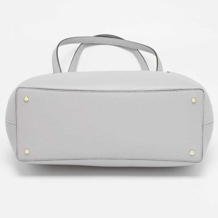 Pre Owned Kate Spade Lena Triple Compartment Grey/White Leather Shoulder Bag