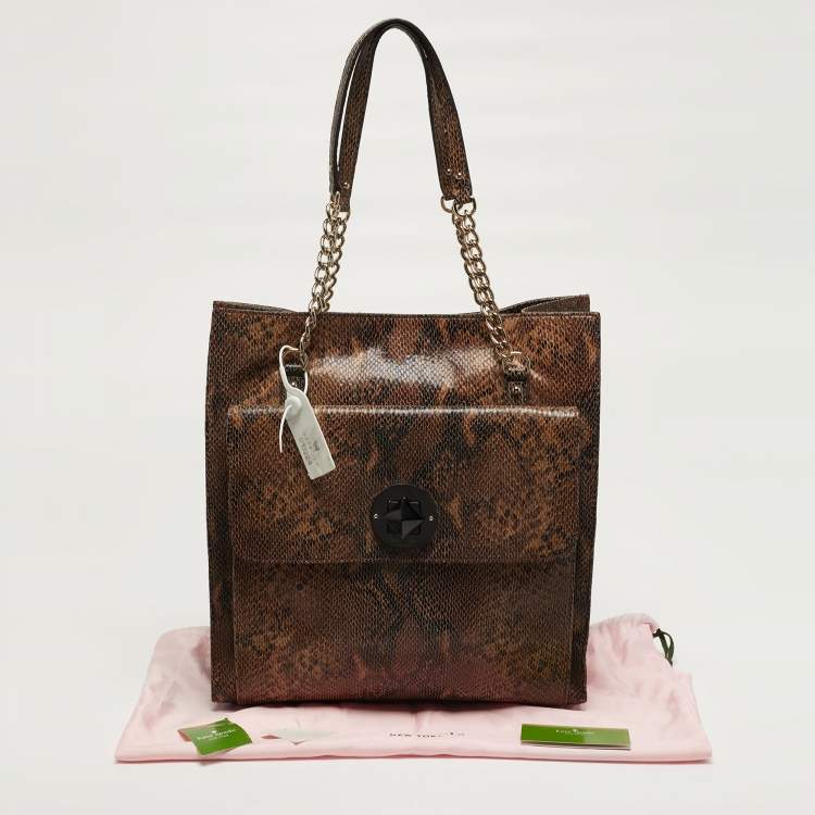 Pre Owned Kate Spade South Kensington Denee Python Embossed Leather Tote