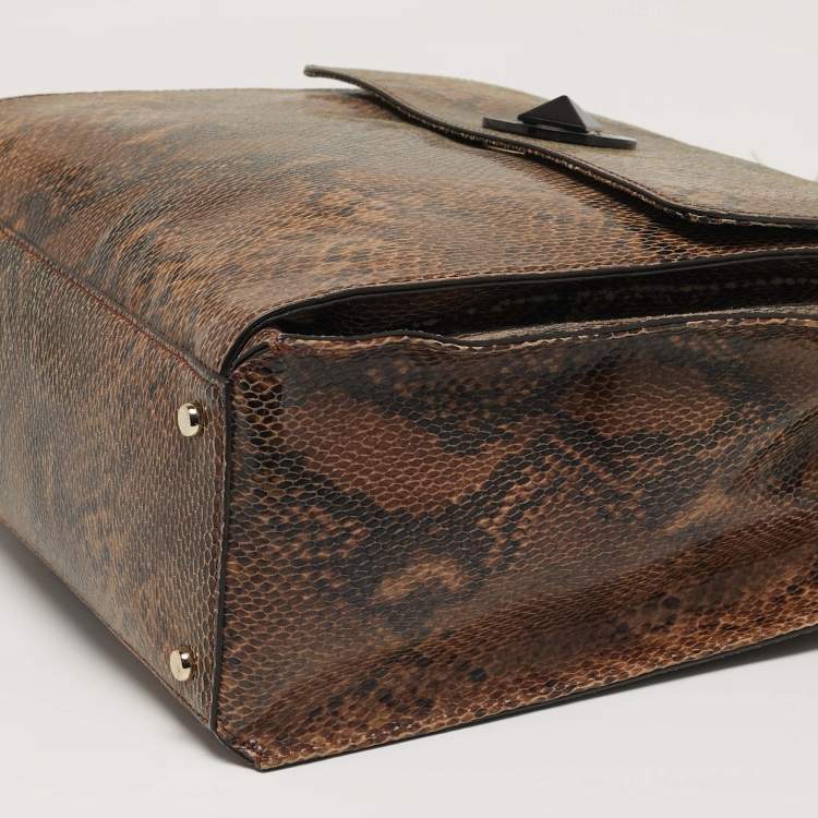 Pre Owned Kate Spade South Kensington Denee Python Embossed Leather Tote