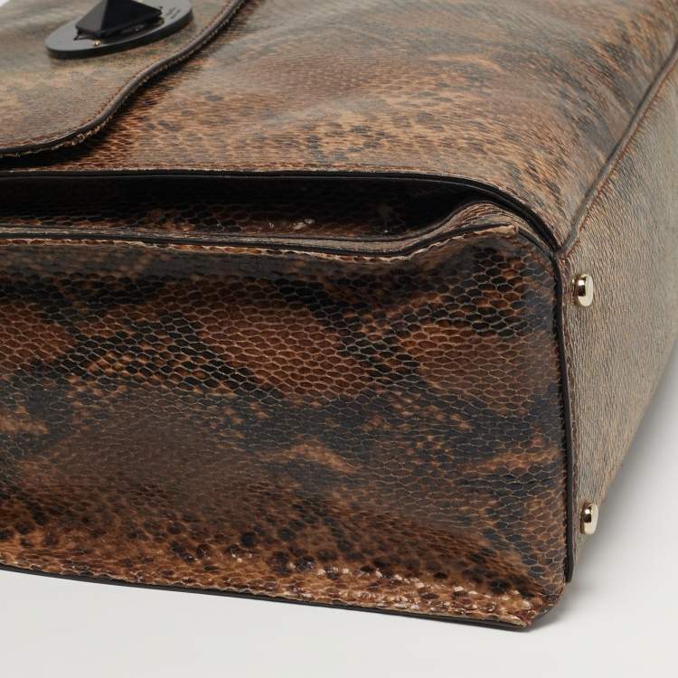 Pre Owned Kate Spade South Kensington Denee Python Embossed Leather Tote