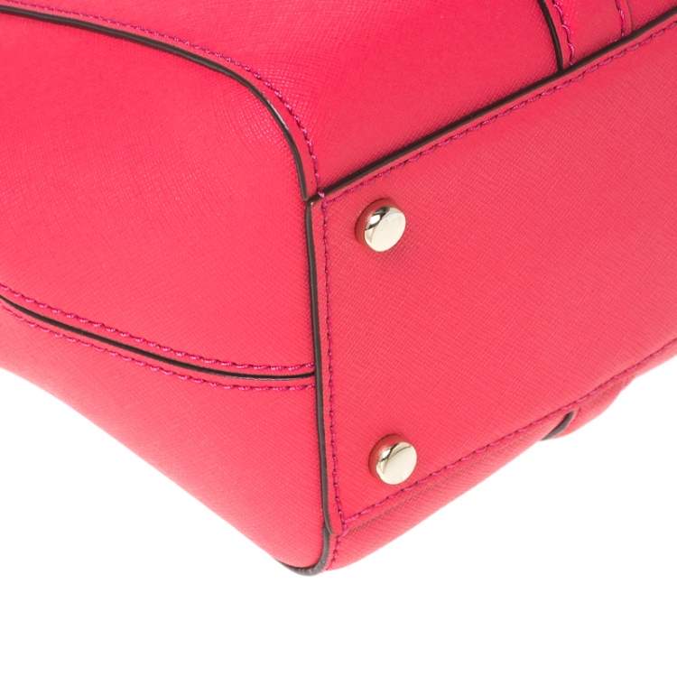 Pre Owned Kate Spade Hot Pink Leather Small Newberry Lane Loden Top Handle Bag