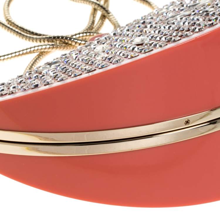 مملوكة مسبقًا Kate Spade Coral Crystal Embellished Resin Flights Of Fancy Grapefruit Slice Clutch