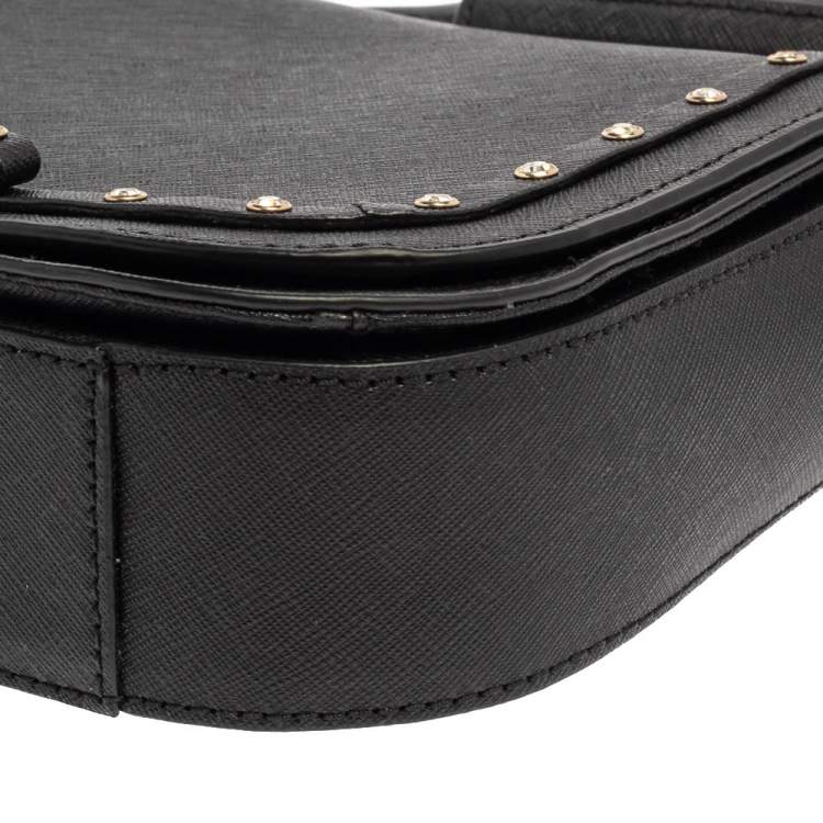 Pre Owned Kate Spade Black Leather Crystal Embellished Carsen Laurel Crossbody Bag