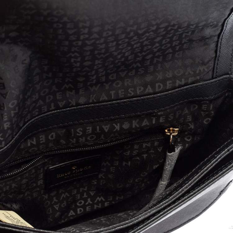 Pre Owned Kate Spade Black Leather Crystal Embellished Carsen Laurel Crossbody Bag
