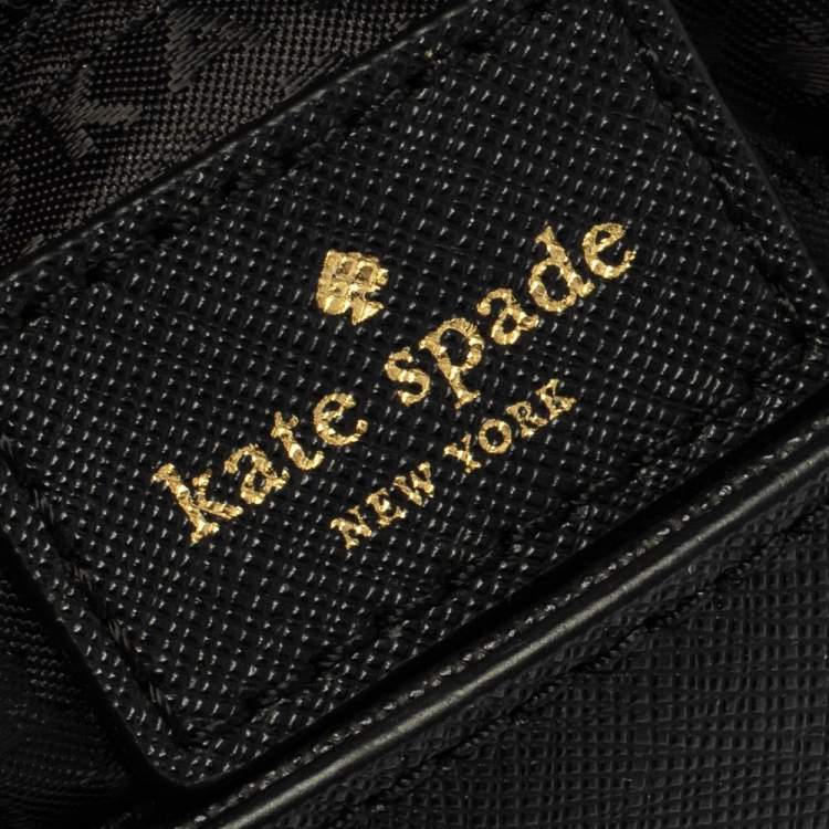 Pre Owned Kate Spade Black Leather Crystal Embellished Carsen Laurel Crossbody Bag