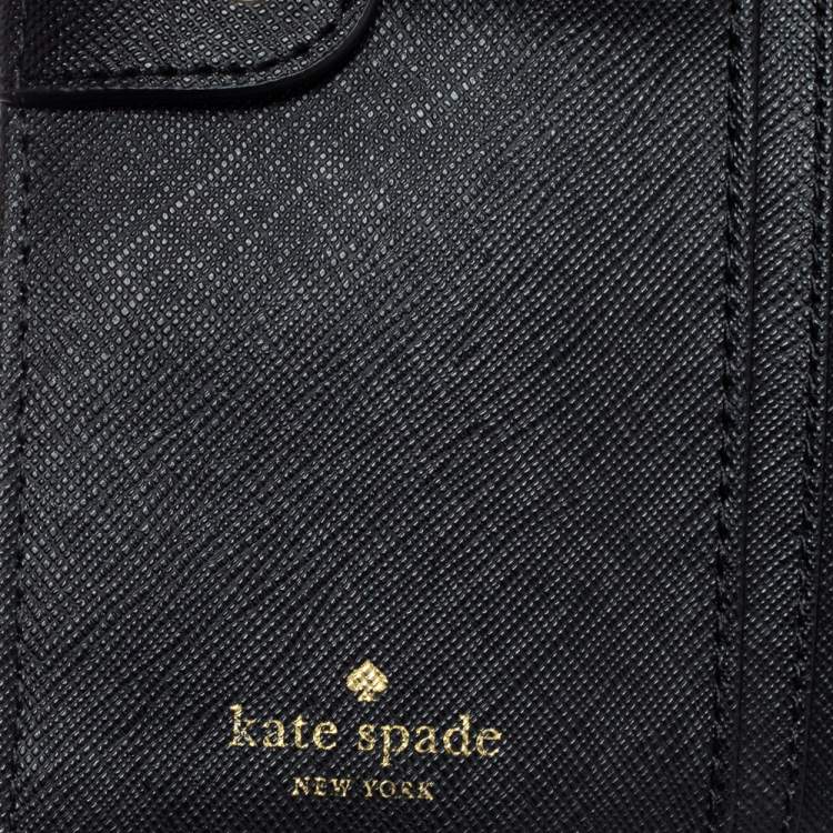 Pre Owned Kate Spade Black Leather Crystal Studded Wallet