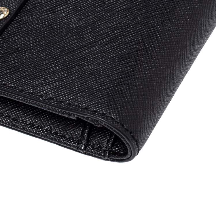 Pre Owned Kate Spade Black Leather Crystal Studded Wallet