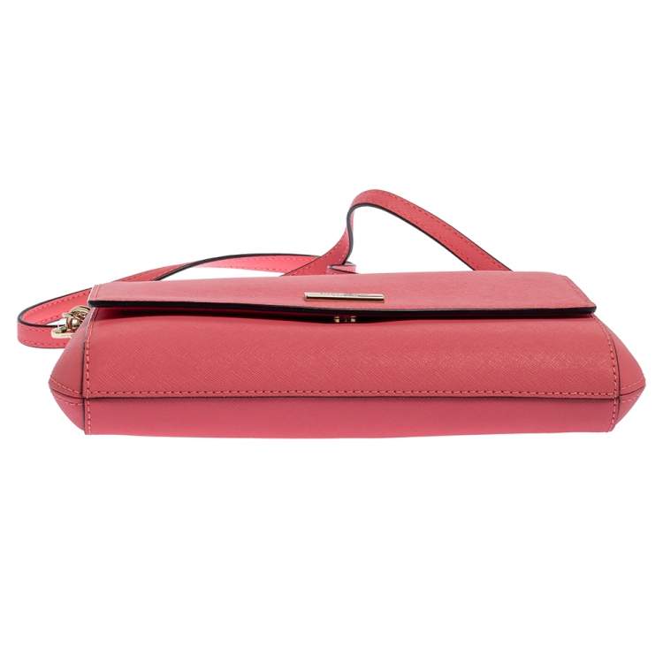 Pre Owned Kate Spade Coral Pink Leather Laurel Way Crossbody Bag