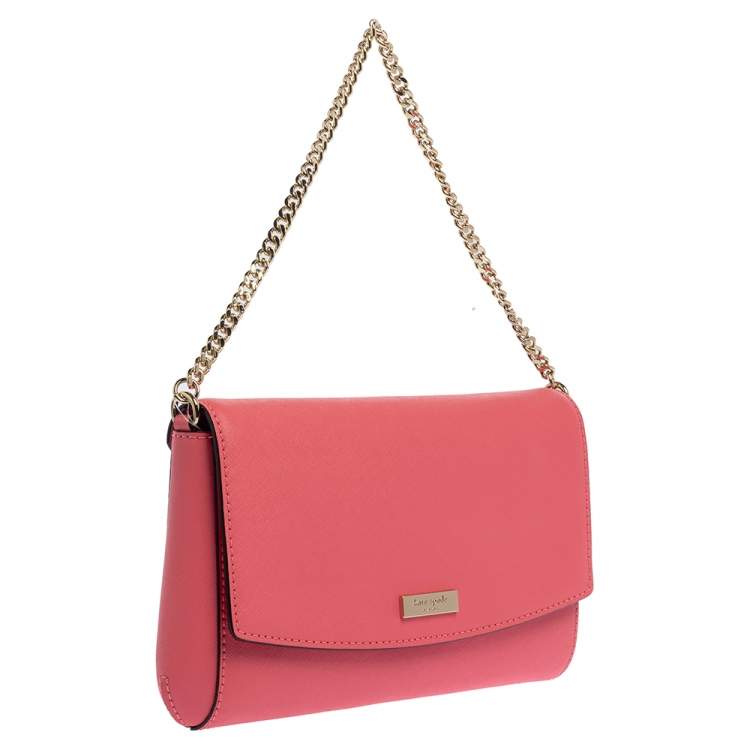 Pre Owned Kate Spade Coral Pink Leather Laurel Way Crossbody Bag
