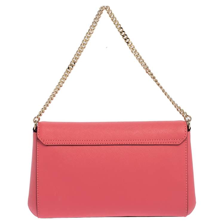 Pre Owned Kate Spade Coral Pink Leather Laurel Way Crossbody Bag