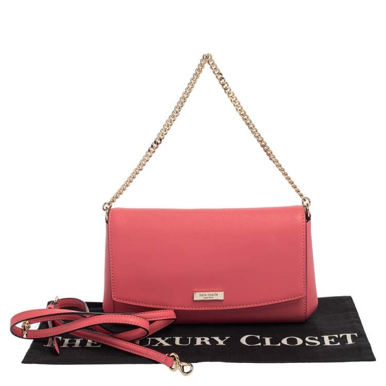 Pre Owned Kate Spade Coral Pink Leather Laurel Way Crossbody Bag