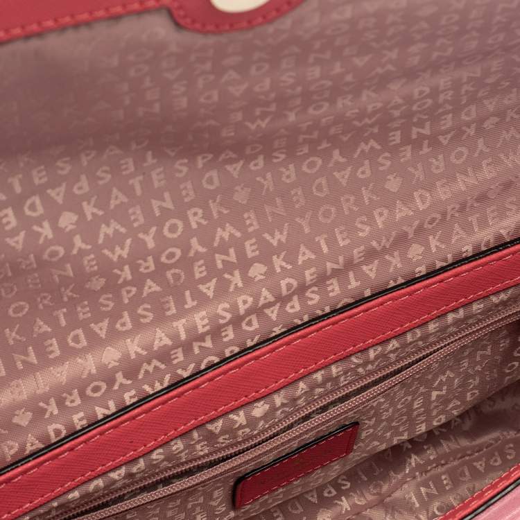 Pre Owned Kate Spade Coral Pink Leather Laurel Way Crossbody Bag