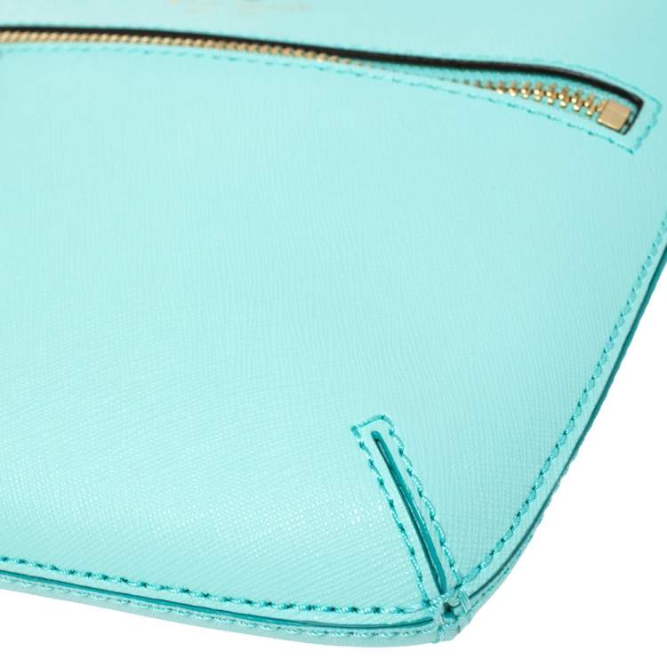 Pre Owned Kate Spade Auqa Blue Leather Cedar Street Tenley Crossbody Bag