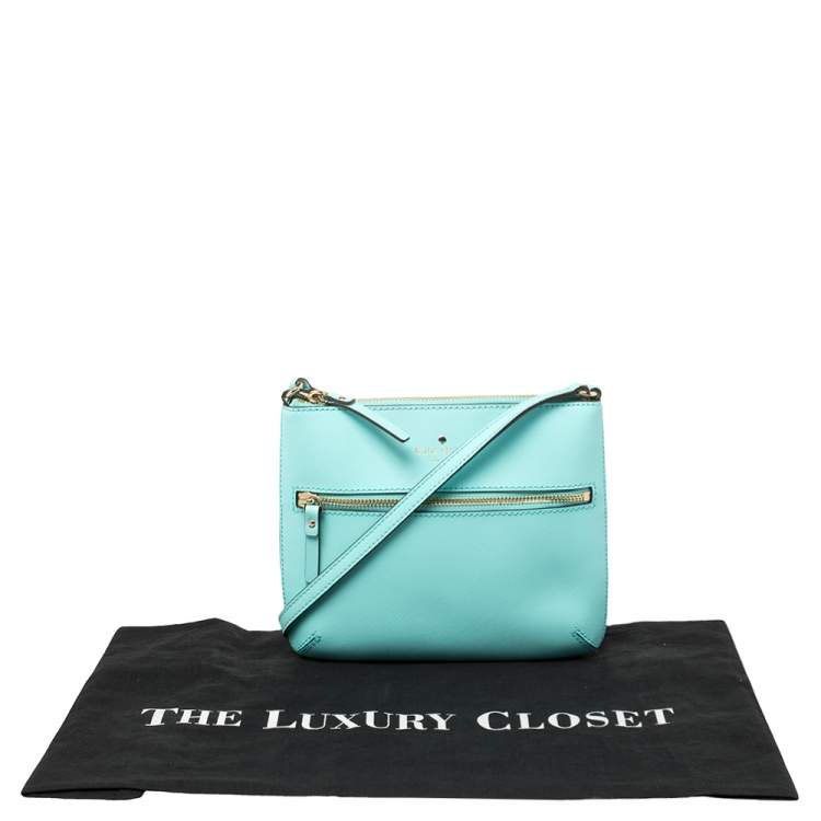 Pre Owned Kate Spade Auqa Blue Leather Cedar Street Tenley Crossbody Bag