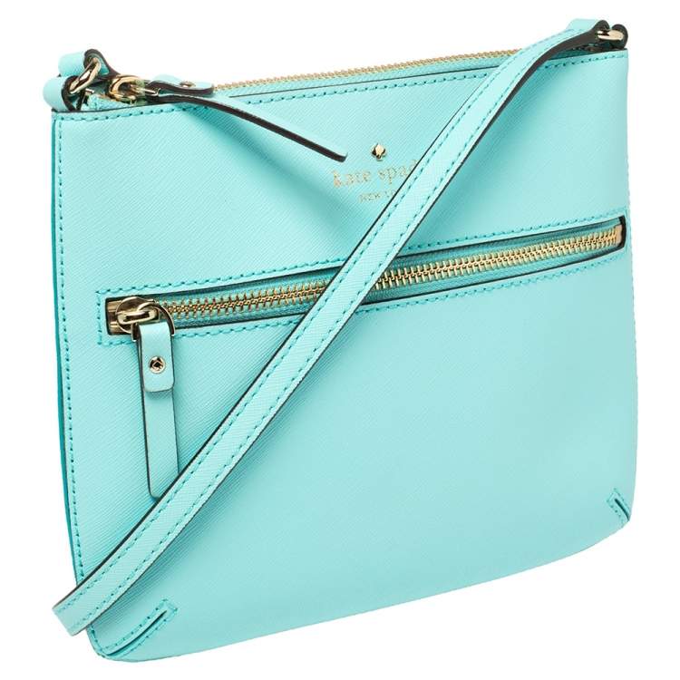 Pre Owned Kate Spade Auqa Blue Leather Cedar Street Tenley Crossbody Bag