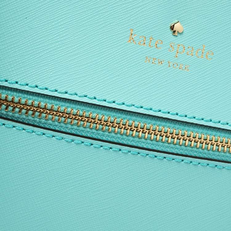 Pre Owned Kate Spade Auqa Blue Leather Cedar Street Tenley Crossbody Bag