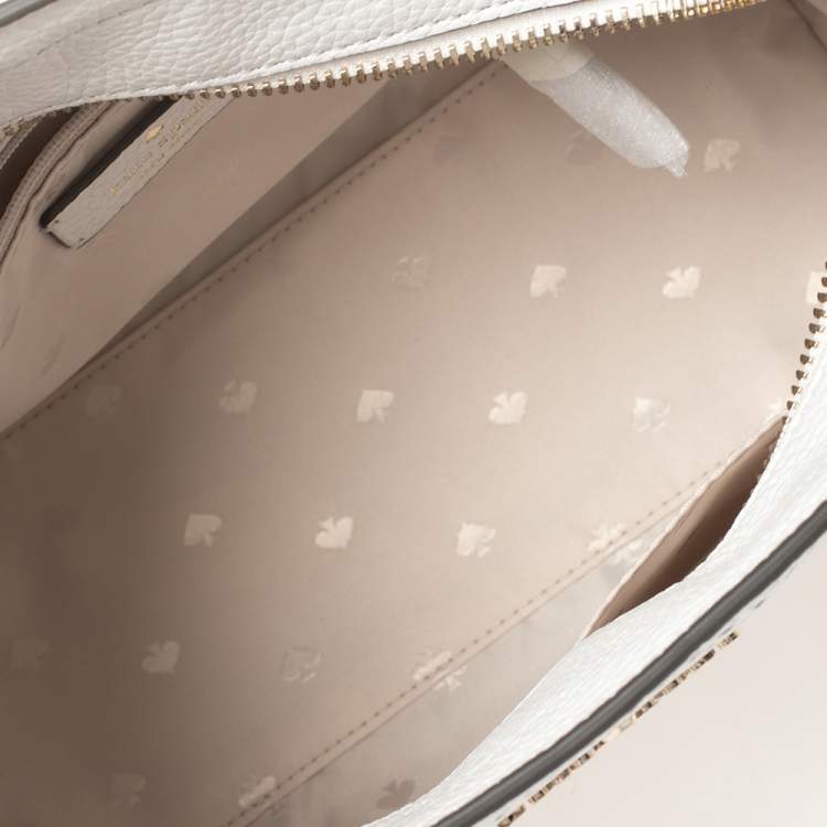 Pre Owned Kate Spade White Perforated Leather Small Rowe Tote