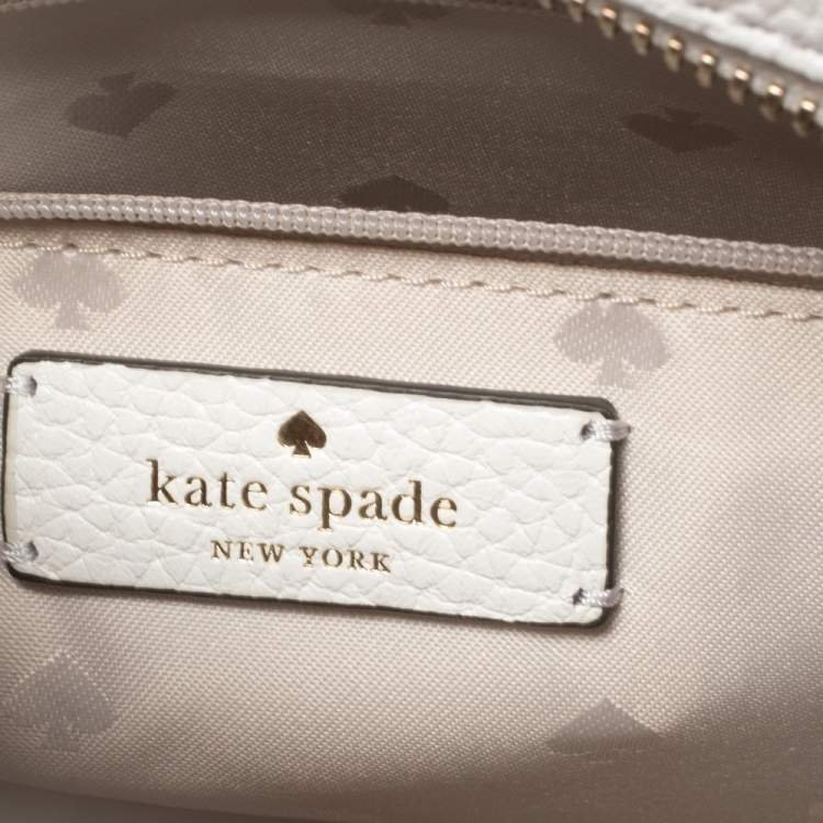 Pre Owned Kate Spade White Perforated Leather Small Rowe Tote