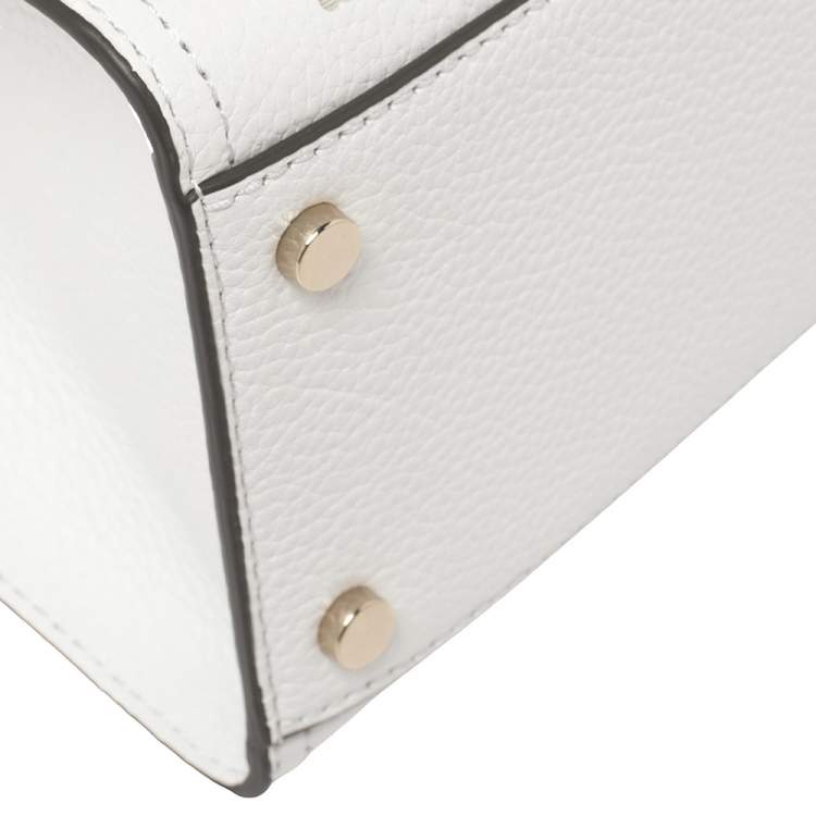Pre Owned Kate Spade White Perforated Leather Small Rowe Tote