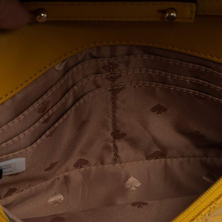 Pre Owned Kate Spade Yellow Quilted Leather Turnlock Flap Crossbody Bag