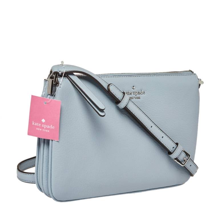 Pre Owned Kate Spade Light Blue Leather Jackson Triple Gusset Shoulder Bag