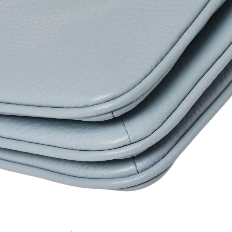Pre Owned Kate Spade Light Blue Leather Jackson Triple Gusset Shoulder Bag