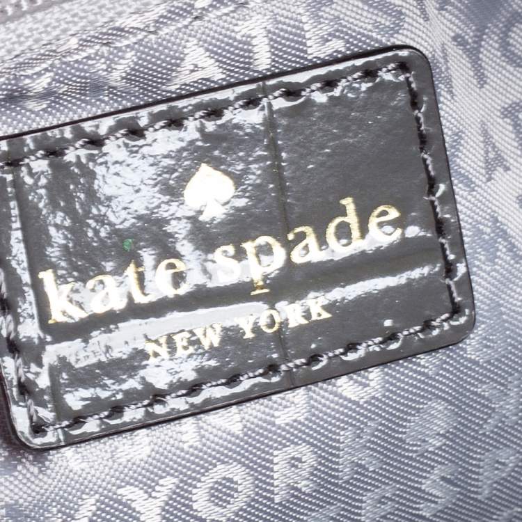 Pre Owned Kate Spade Glossy Dark Grey Croc Embossed Leather Riverside Street Felix Satchel