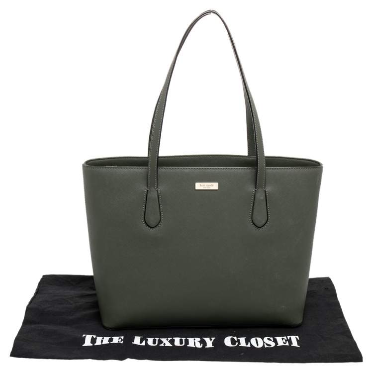 مملوكة مسبقًا Kate Spade Olive Green Leather Jaymes Laurel Way Tote