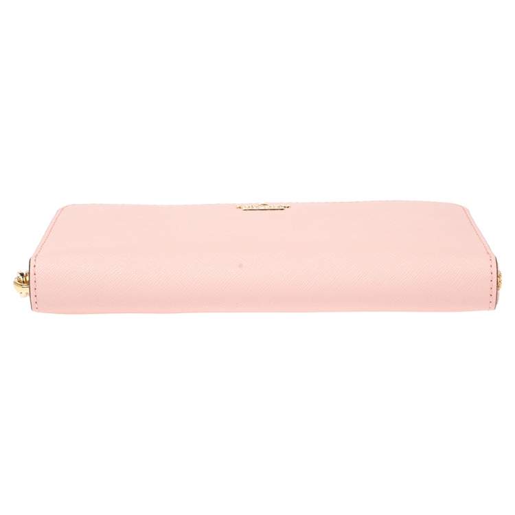 مملوكة مسبقًا Kate Spade Baby Pink Leather Lacey Zip Around Wallet