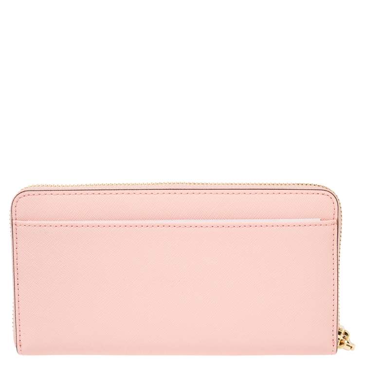 مملوكة مسبقًا Kate Spade Baby Pink Leather Lacey Zip Around Wallet