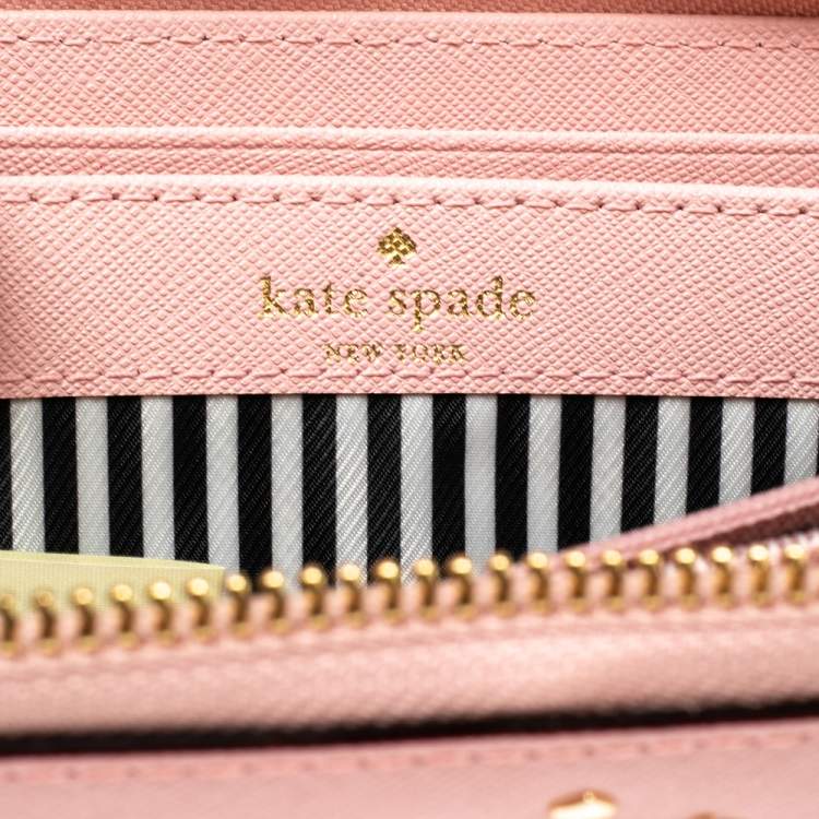 مملوكة مسبقًا Kate Spade Baby Pink Leather Lacey Zip Around Wallet