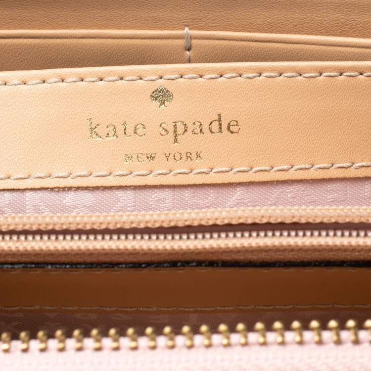 Pre Owned Kate Spade Light Pink Leather Zip Around Continental Wallet