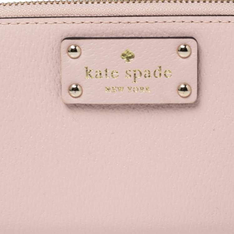 Pre Owned Kate Spade Light Pink Leather Zip Around Continental Wallet