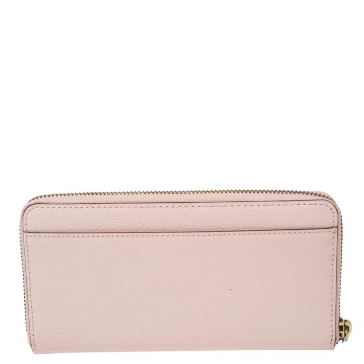 Pre Owned Kate Spade Light Pink Leather Zip Around Continental Wallet