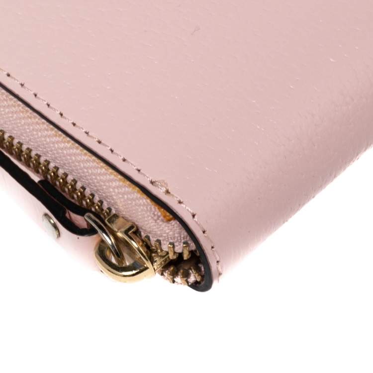 Pre Owned Kate Spade Light Pink Leather Zip Around Continental Wallet