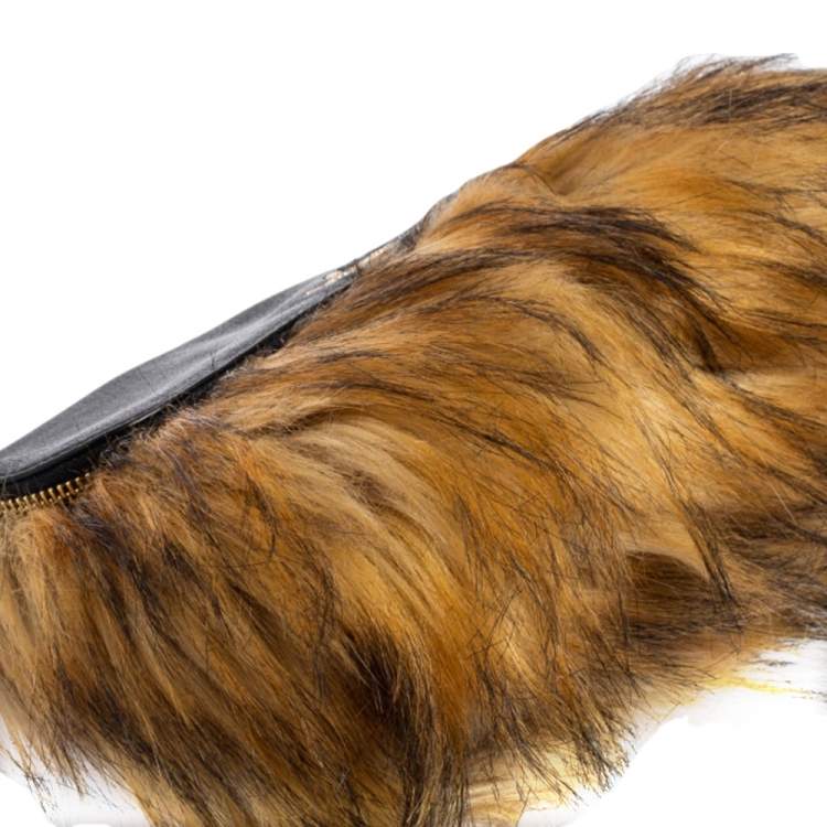 Pre Owned Kate Spade Black/Brown Leather and Faux Fur Clutch