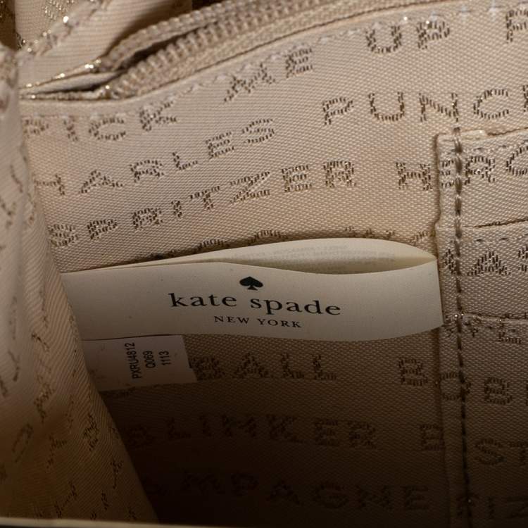 Pre Owned Kate Spade Gold Glitter Bow Frame Chain Clutch