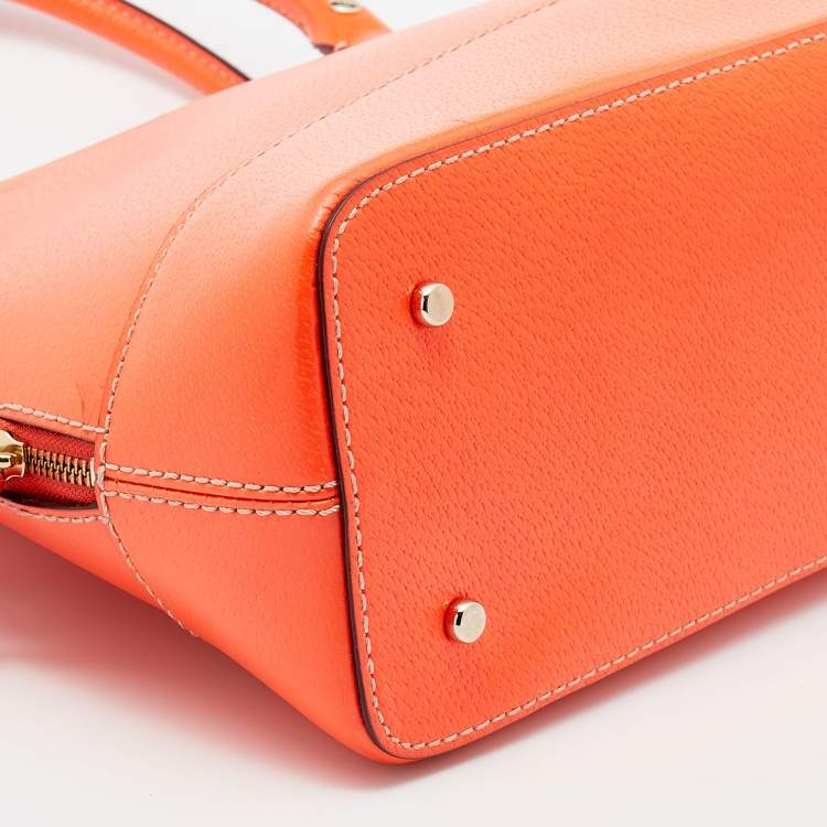 Pre Owned Kate Spade Bright Orange Leather Rachelle Wellesley Satchel