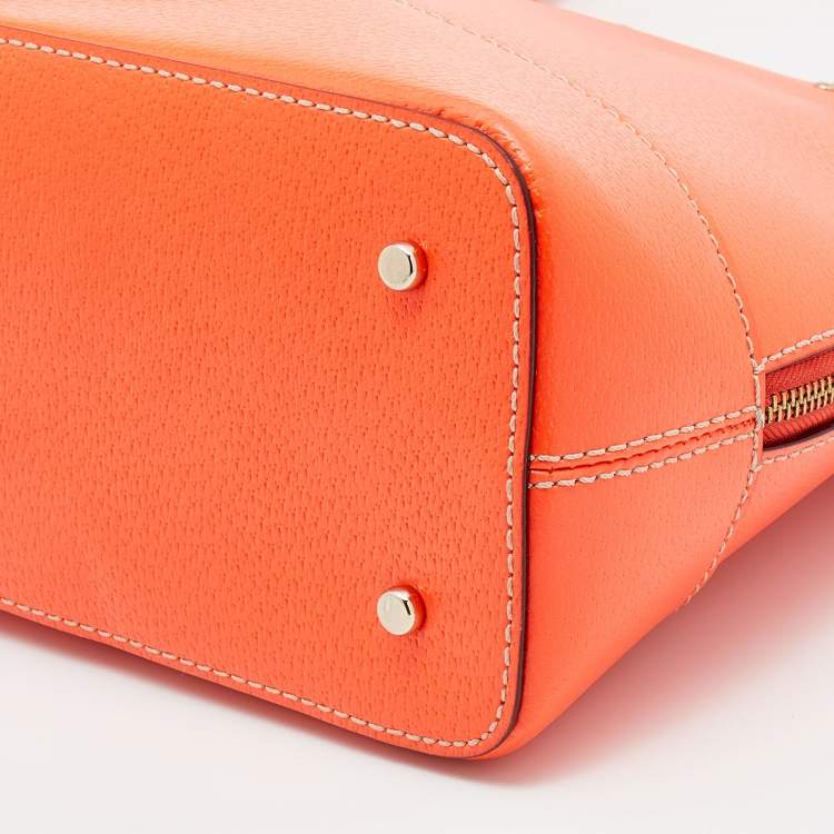 Pre Owned Kate Spade Bright Orange Leather Rachelle Wellesley Satchel